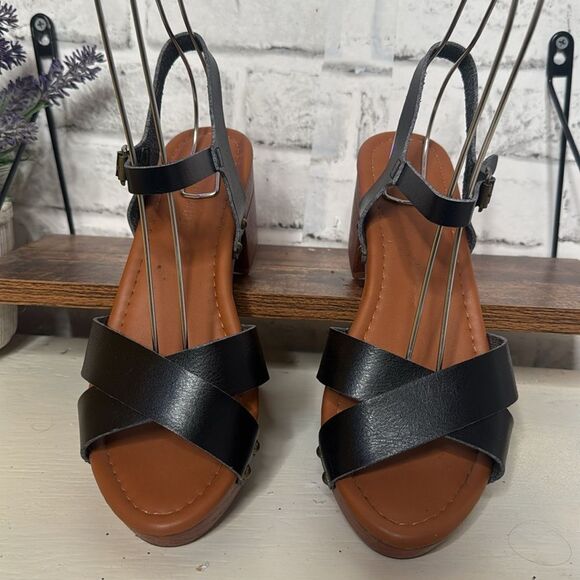 Cushionaire Black Faux Leather Slingback Sandals Pumps Shoes Size 7.5 - Picture 5 of 8